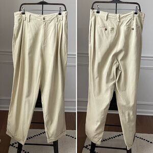 Vintage Tommy Bahama Front Pleat Cuffed Silk Pants Buttercream 36